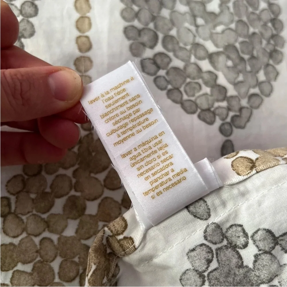 RARE West Elm Medallion Dot Full/Queen Duvet Cover Gray White Tan Modern Cotton